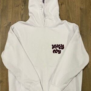 Cotton On White Hoodie with Maroon Chest Graphic